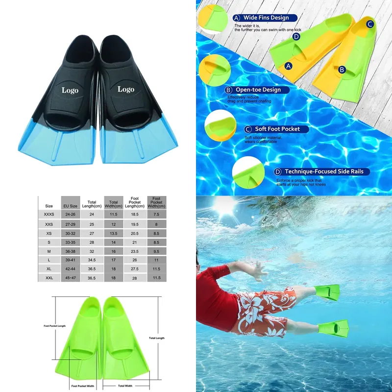 Swim Fin Short Blade - زعانف غوص قصيرة احترافية من السيليكون
