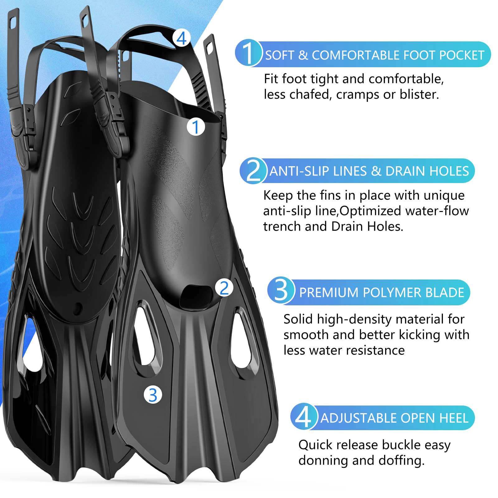 قناع زعانف غص مجموعة 4 في 1 رؤ - مراجعة Swim Fin Short Blade وسعره